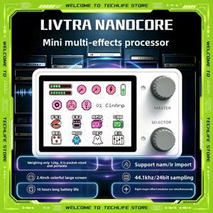 LIVTRA NANOCORE 다기능 기타 페달 – 126g 10H 플레이타임 2.4인치 디스플레이 NAM/IR 지원 AI 드럼 루프백 (음악 애호가용)