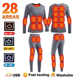 남성용 겨울 온열 재킷, 남성용 조끼, 온열 속옷, 스키 세트, USB 전기 난방 의류, 양털 열 긴 존스