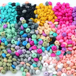 50 개/몫 12mm 실리콘 렌즈 콩 비즈 실리콘 BPA 무료 DIY 매력 신생아 간호 액세서리 젖니가 남 목걸이 젖니가 남 장난감