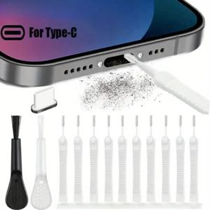10pcs 휴대 전화 스피커 먼지 제거 키트 정밀 청소 브러쉬 iPhone 15 16 시리즈 이어폰 충전 포트 용 방진