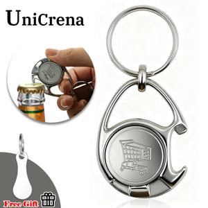 Unicrena 25센트 동전 키체인 병따개 – 쇼핑카트/캠핑용 멀티툴 (아연 합금 제작, 휴대용 초경량 디자인)
