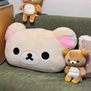 릴라쿠마 곰 플러시 베개 양면 대형 소프트 침대 옆 쿠션 낮잠 베개 기숙사 인형 여자친구를 위한 선물