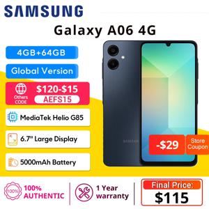 삼성 갤럭시 A06 4G 스마트폰, 미디어텍 Helio G85, 6.7인치 HD+ 60Hz 디스플레이, 5000mAh 배터리, 50MP 메인 카메라 글로벌 버전