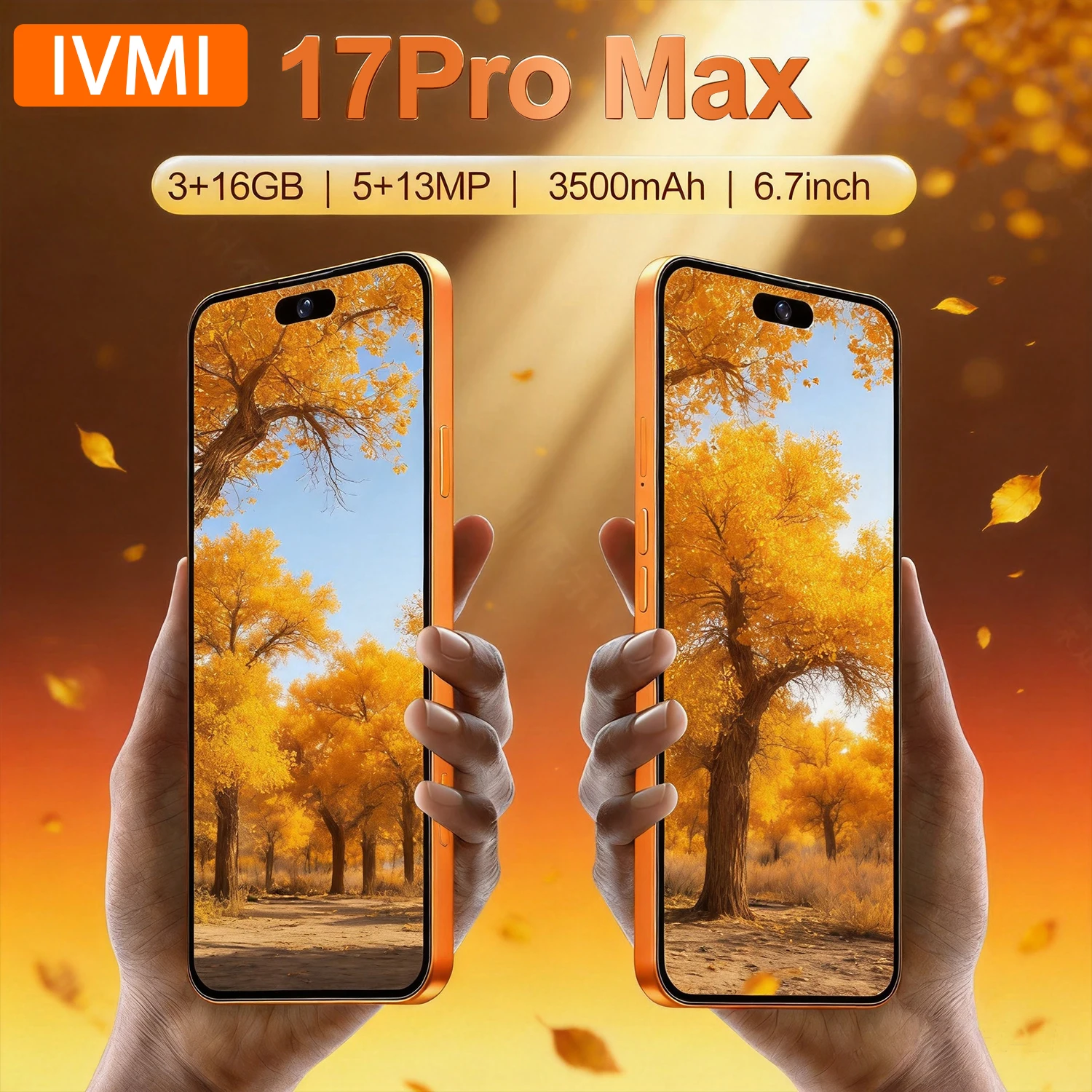 IVMI 17Pro Max 스마트폰 안드로이드 10.0 듀얼 SIM 6.7'' 3GB RAM 16GB ROM 4G WIFI 플레이 스토어 지문인식 얼굴인식 휴대폰