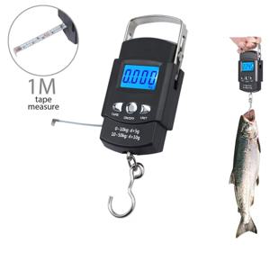 전자 저울 백라이트 LCD 디스플레이 110lb/50kg, 측정 테이프 포함, 디지털 낚시용 걸이형 저울 도구
