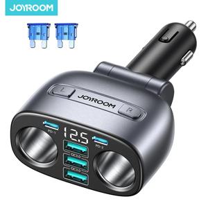 JOYROOM 225W 차량용 충전기, 독립형 USB-C PD 45W, 차량용 시가잭, QC3.0, 다중 장치 충전 스테이션, LED 디스플레이, 차량용 액세서리