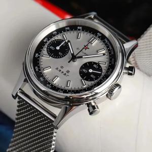 1963년 중국산 남성용 항공 조종사 시계, 42mm 쿼츠 크로노그래프, 21개의 보석이 박힌 방수 기능의 군용 손목시계, 나토 나일론 스트랩.
