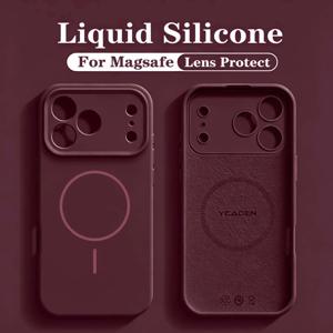 아이폰 18, 17 Pro Max, 16, 15, 14, 13용 18개의 MagSafe 자석 무선 충전 기능이 있는 단색 부드러운 실리콘 휴대폰 케이스, 범퍼 커버