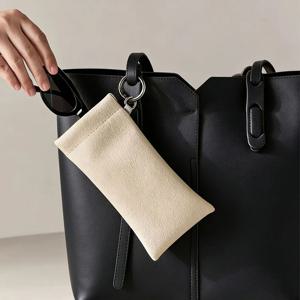 1pc PU 가죽 선글라스 파우치(키링 포함) 여성용 남성용 휴대용 소프트 스크래치 방지 안경 케이스 일상 사무실 및 여행용