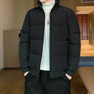 남성용 스탠드 칼라 패딩 재킷, 지퍼형 퀼팅 겨울 코트, 캐주얼하고 따뜻한 아우터