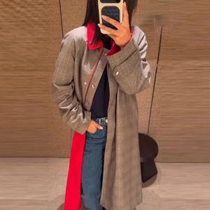 세련된 양면 트렌치 코트, 캐주얼한 빈티지 스타일, 다양한 코디에 활용 가능한 넉넉한 핏의 아우터, 시크한 패션, 가을 여성용 스트리트 스타일 코트