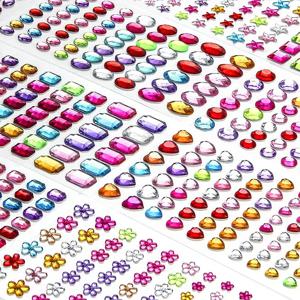 1-6 시트 3D 보석 아크릴 크리스탈 스티커 어린이 DIY 장식 자기 접착제 보석 공예 반짝 이는 라인 석 스티커 소녀 선물