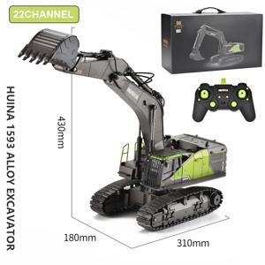 HUINA 1593 RC 굴삭기 1/14 금속 합금 엔지니어링 크롤러 트랙터 2.4G 전기 원격 제어 자동차 Rc 차량 완구 어린이를위한