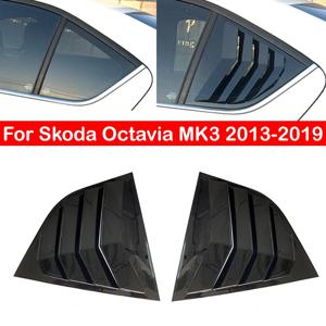 스코다 옥타비아 MK3 2013-2019 차량용 리어 루버 윈도우 사이드 셔터 커버 트림 스티커 벤트 스쿱 ABS 카본 파이버 액세서리