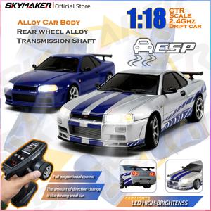 1/18 GTR R34 RWD RC 드리프트카 LDRC LD1899 2.4G ESP 자이로 합금 메탈 바디 LED 시뮬레이션 헤드라이트 취미용 RTR 레이싱 RC 자동차 장난감