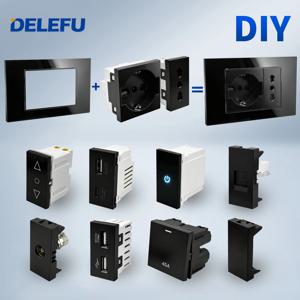 DELEFU 이탈리아식 범용 전원 콘센트, USB Type-C 20A 스위치 인터페이스 포함, DIY 방식으로 직접 조립하여 사용할 수 있는 전기 콘센트