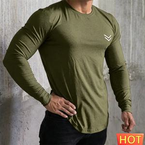 여름 코튼 긴팔 티셔츠 남성 러닝 스포츠 스키니 셔츠 체육관 피트니스 트레이닝 티셔츠 남성 보디빌딩 남성 의류