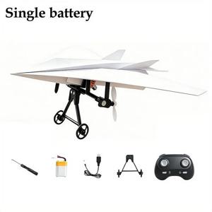 DIY RC 종이 비행기 키트 DIY 전동 무선 조종 비행기 이중 프로펠러 경량 비행 장난감 접이식 안정 비행