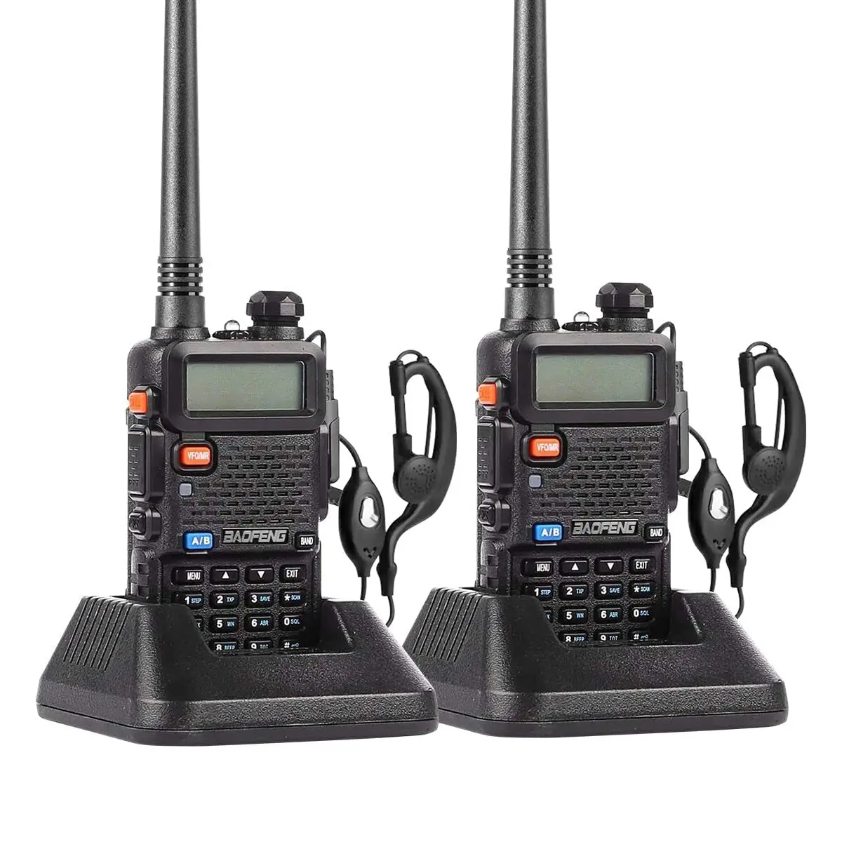 오리지널 바오펑 UV-5R 5와트 햄 라디오 핸드헬드, 듀얼 밴드 양방향 무전기 144-148MHz 420-450Mhz 워키토키, 1800mAh 배터리