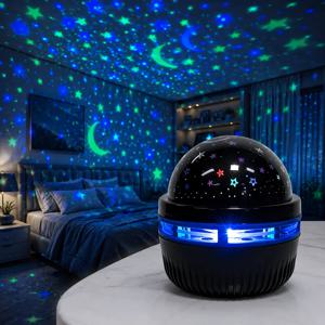 별이 빛나는 하늘 프로젝터 램프 RGB 갤럭시 라이트 문 스타 LED 나이트 램프 USB 주변 조명 침실 홈 파티 장식