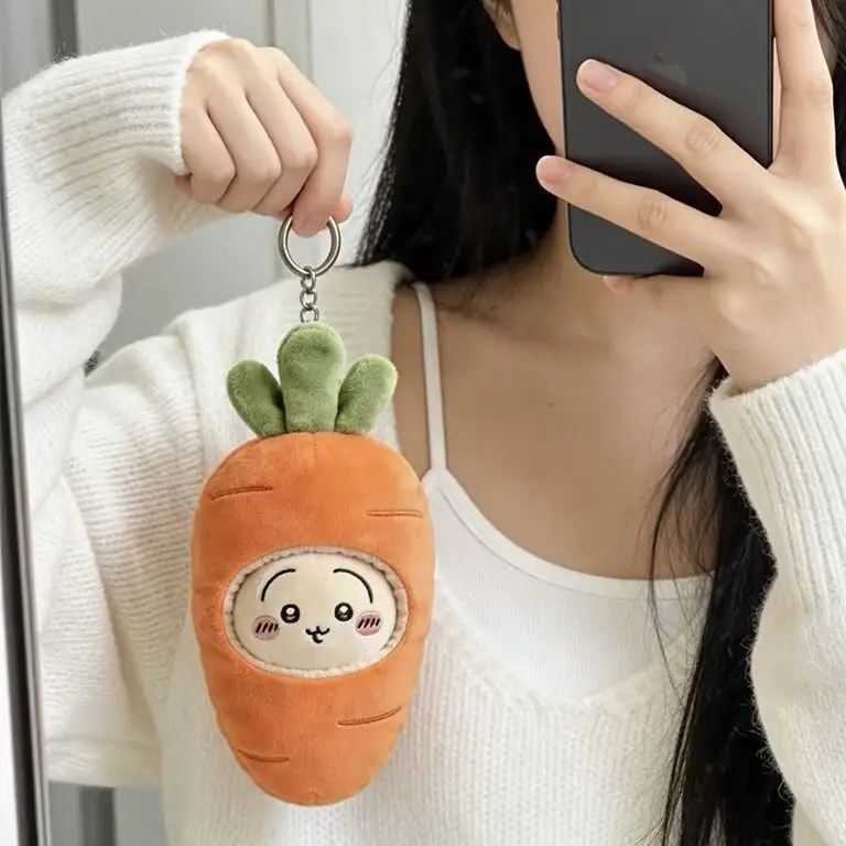 귀여운 우사기 당근 코스튬 플러시 키체인 가방 참 카와이 일본 힐링 선물 소년 소녀 팬들을 위한 만화 플러시 장난감