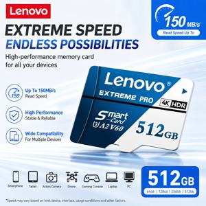 레노버 마이크로 SD 카드 1TB 512GB 고속 SD 256GB 128GB TF 카드 UHS-I 방수 메모리 카드 (블랙박스, CCTV, 닌텐도 스위치용)