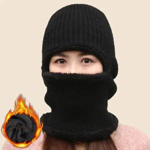 1개입, 남녀공용 코랄 플리스 소재의 이중 레이어 니트 모자 겸 스카프, 따뜻하고 통기성이 좋은 겨울용 모자, 야외 활동용, 방한 기능, 캐주얼한 스타일의 헤드웨어