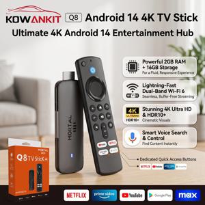 2026 안드로이드 14 TV 스틱, 구글 음성 인식, 4K 풀 HD 1080P, Wi-Fi 6, 넷플릭스, 유튜브, Q8, 블루투스 5.0, 무선 비디오 디코딩, 미디어 플레이어, TV 박스