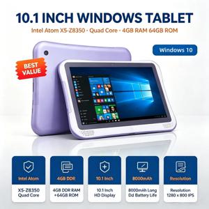 10.1인치, 4GB DDR RAM + 64GB ROM, Q1, Windows 10 태블릿 PC, 1280x800 IPS, Intel Atom X5-Z8350 쿼드 코어, HD-MI, 듀얼 카메라, 8000mAh 배터리