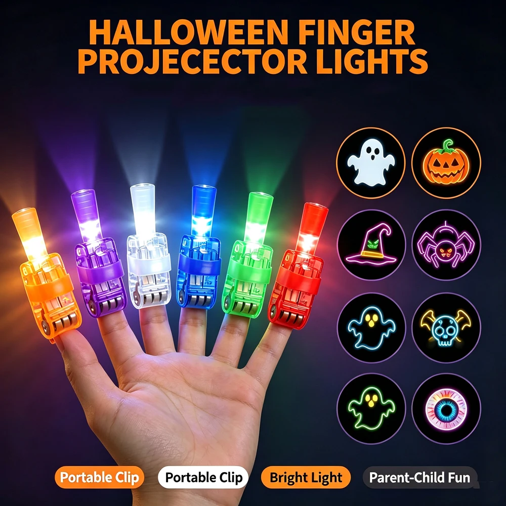 LED 할로윈 손가락 프로젝터 손전등, 할로윈 패턴, 파티용 장난감, 할로윈 선물, 생일 파티 기념품