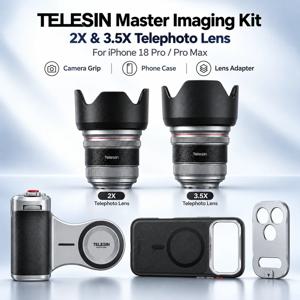 TELESIN 마스터 이미징 키트, 아이폰 18 Pro Max용 카메라 그립, 2배 및 3.5배 줌 렌즈, 휴대폰 케이스, 사진 촬영 키트