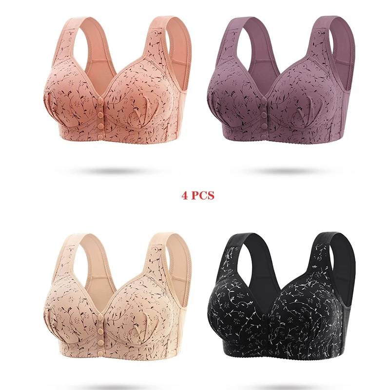 4PCS 새로운 대형 임신 한 여성의 모유 수유 브래지어 편안한 Traceless 전면 버클 고정 컵 얇은 조끼 스타일 속옷