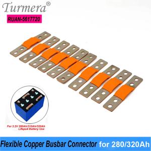 Turmera 24V 48V 12V Lifepo4 배터리 유연한 버스바 구리 연결기 홀투홀 56mm 2mm 400A (280Ah 320Ah Lifepo4 배터리용)