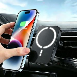 마그네틱 무선 차량용 충전기 (MagSafe 아이폰 17 16 15 14 13 Pro Max 샤오미 삼성 샤오미 에어벤트 클립 폰 홀더 스탠드)