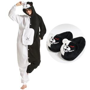 Monokuma Unicorn Kigurumi Pajama 성인 Onesie Anime Bear Jumpsuit 블랙 화이트 동물 잠옷 여성 할로윈 파티 정장 전체