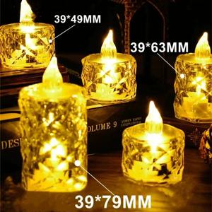 24-1PCS Flameless LED 빛 촛불 LED 크리스탈 촛불 빛 전자 밤 램프 데이트 파티 휴일 홈 웨딩 장식