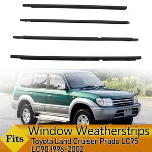 Toyota Land Cruiser Prado LC95 LC90 1996-2002 용 4PCS 외부 창 고무 Weatherstrip 방수 압력 씰 몰딩 트림