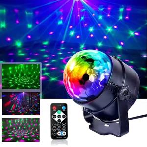 RGB LED 무대 디스코 조명 회전 DJ 볼 스트로브 리모컨 사운드 컨트롤 매직 댄스 자동차 크리스마스 선물 파티 클럽 레이저 쇼 램프