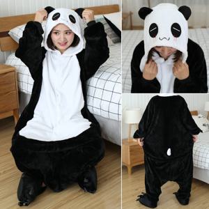 Kigurumi 팬더 만화 잠옷 성인을위한 Onesies 여성 남성 동물 잠옷 점프 슈트 크리스마스 할로윈 코스프레 파티 의상