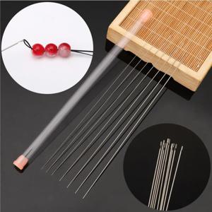 6개입 17cm 길이 스테인리스 비딩 바늘 박스 포함 비딩 핀 액세서리 비즈 팔찌 DIY 보석 제작 도구