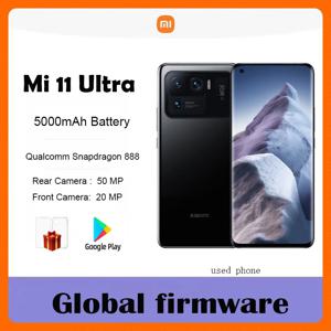 글로벌 펌웨어 샤오미 미 11 울트라 스마트폰 5G 5000mAh 배터리 스냅드래곤 888 옥타코어 50MP 카메라 중고폰