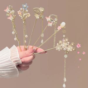 요정 꽃 장식 헤어핀, 고급스러운 플로럴 헤어 스틱, 정교하고 우아한 헤어 액세서리, 크리스마스 선물