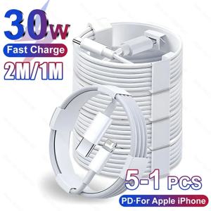 5-1개입 30W 고속 충전 케이블 아이폰 13 12 11 14 Pro Max Mini USB C 케이블 X XR XS MAX 7 8 14 Plus 6 액세서리용