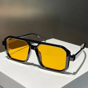 1pc 여성 남성 스퀘어 선글라스 레트로 다각형 선글라스 여성 빈티지 패션 Oculos De Sol 더블 빔 안경