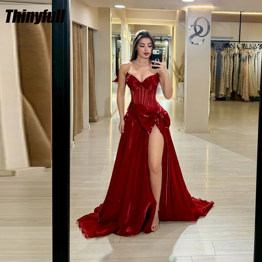 Thinyfull A 라인 댄스 파티 드레스 2026 Sweetheart 민소매 스플릿 이브닝 파티 드레스 Vestidos De Fiesta Elegantes 가운 맞춤형 ﻿