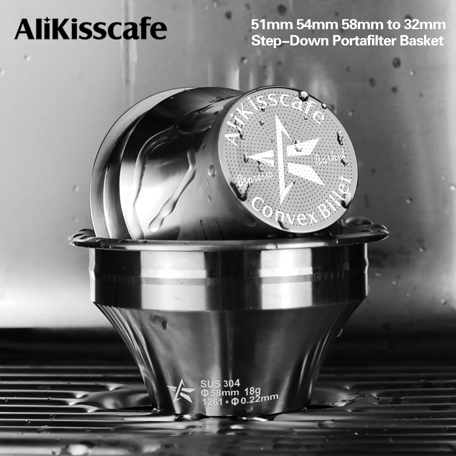 Alikisscafe 스텝다운 포터필터 바스켓 가변 직경 51 54 58mm Delonghi Breville Gaggia 에스프레소 액세서리 바리스타 도구