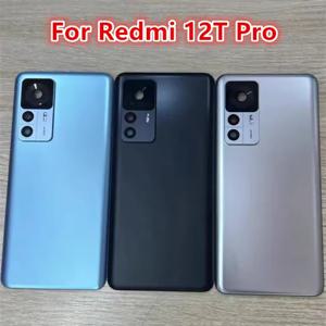 Xiaomi Mi 12T Pro 후면 하우징 유리 케이스용 12TPro 배터리 백 커버 교체 수리 부품 + 카메라 렌즈