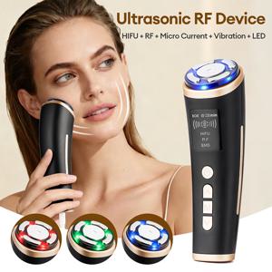 가정용 미니 HIFU 기기 RF LED HIFU 초음파 피부 탄력 증진 페이셜 리프팅 기기 얼굴 턱 목 눈 주름 개선 마사지기