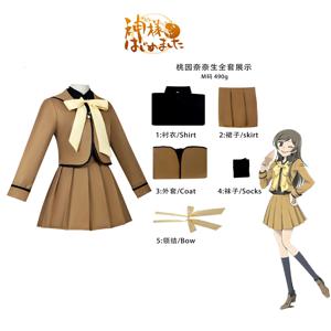 HighRestore Kamisama Hajimemashita 나나미 코스 슈트 일본 고등학교 교복 카키색 선원 코트 주름 치마 완전한 의상