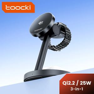 투키 Qi2.2 25W 마그네틱 충전기 25W 15W 고속 충전 3-in-1 무선 데스크탑 충전기 (삼성 아이폰 워치 에어팟 이어폰용)